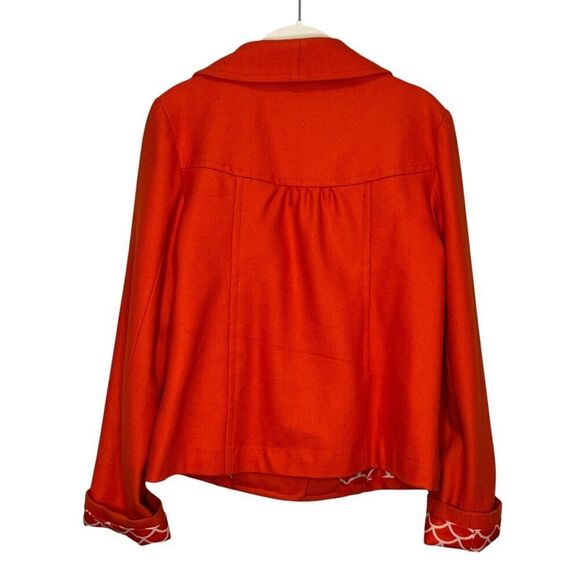 Anthropologie Tulle Orange Jacket Blazer Size Large Wool Short Peacoat - Picture 2 of 5